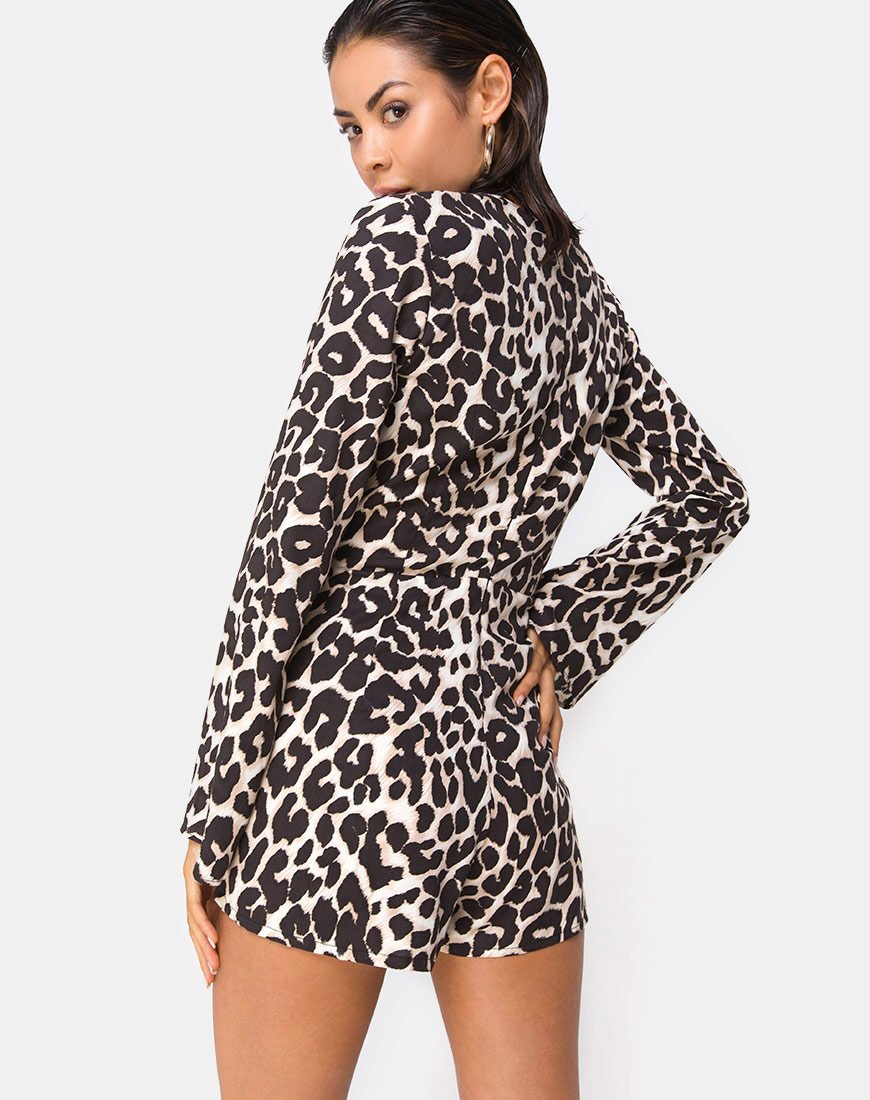 Romeo Plunge Playsuit in Jaguar Oversize