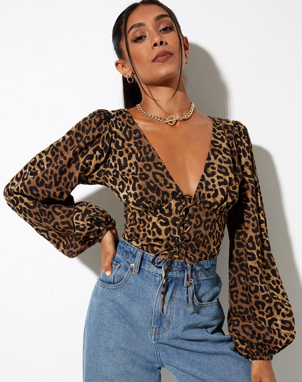 Top Romina in Night Leopard Brown