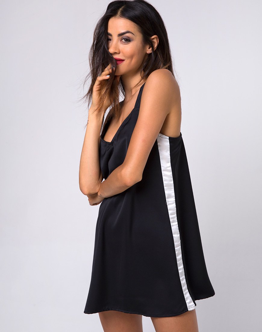 Rona Slip Dress nero a righe avorio