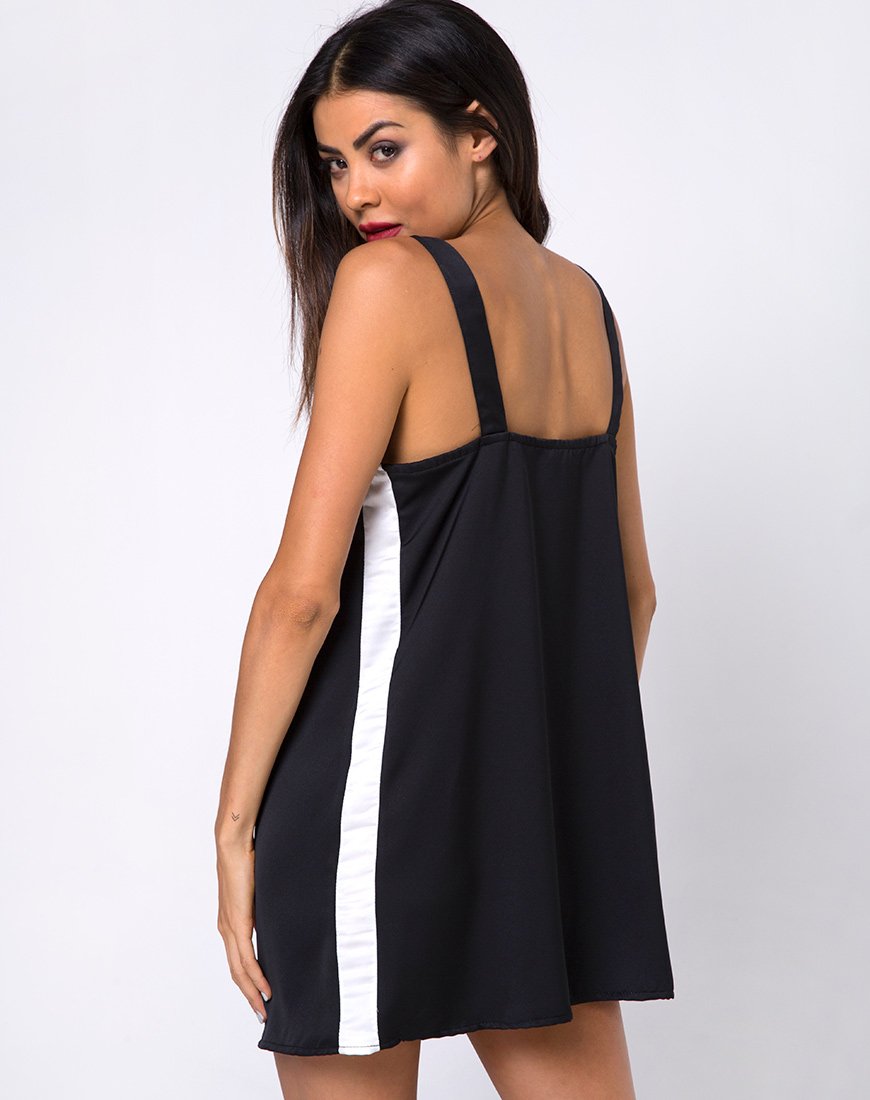 Rona Slip Dress nero a righe avorio