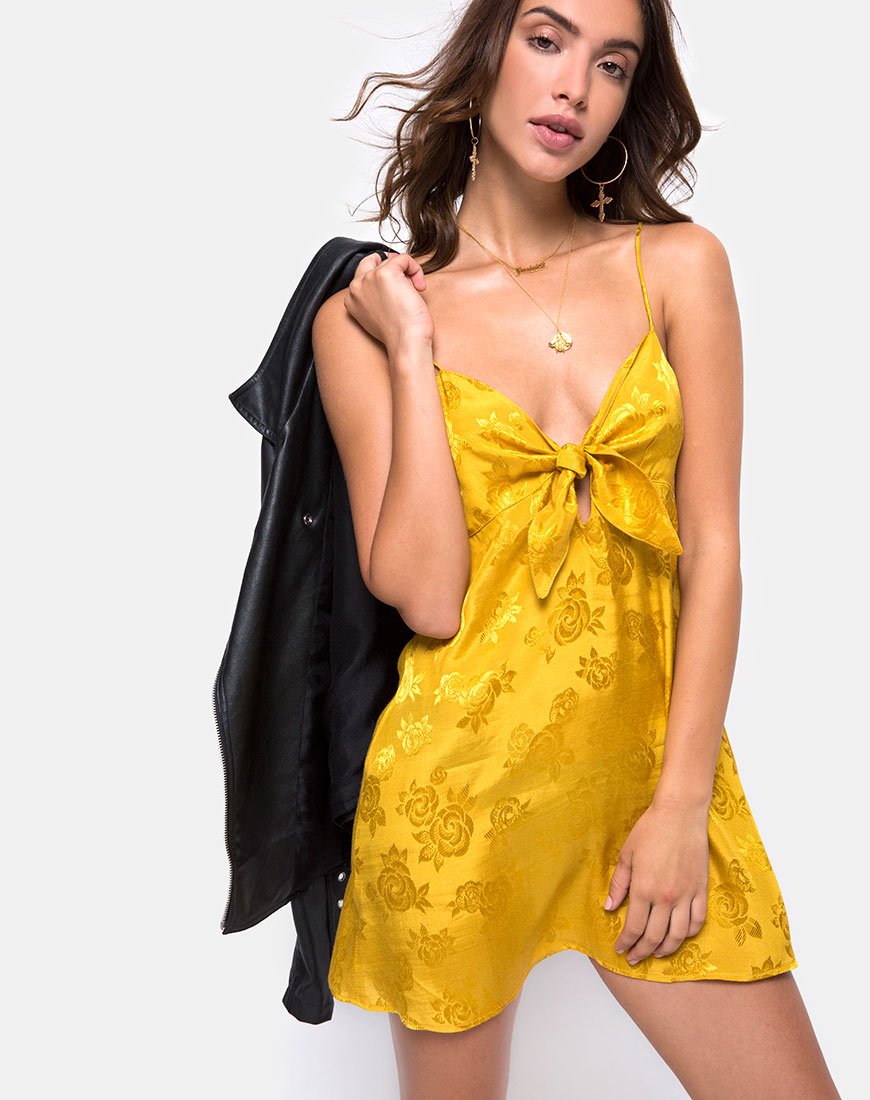 Immagine di Roppan Slip Dress in raso Mustard Rose