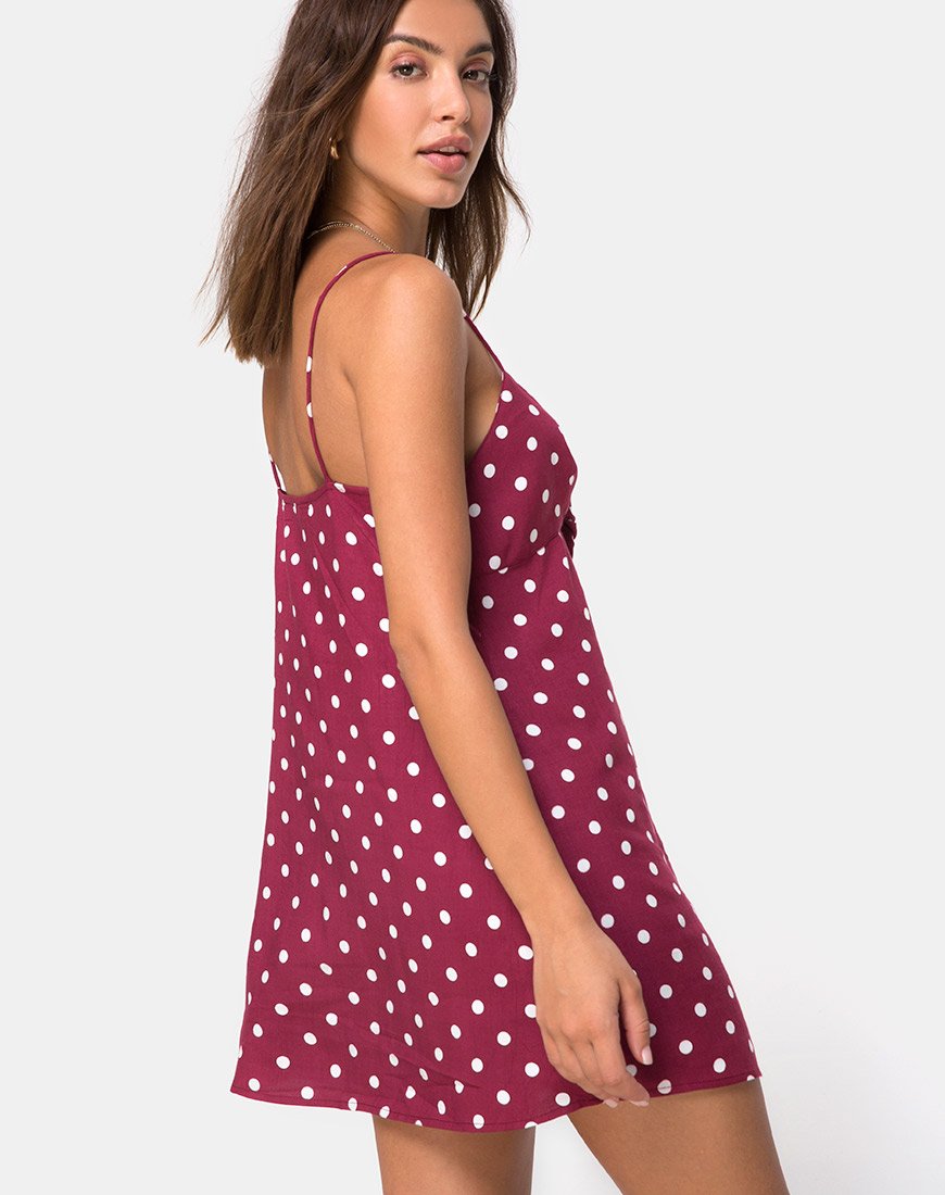 Roppan Slip Dress in vino medio a pois