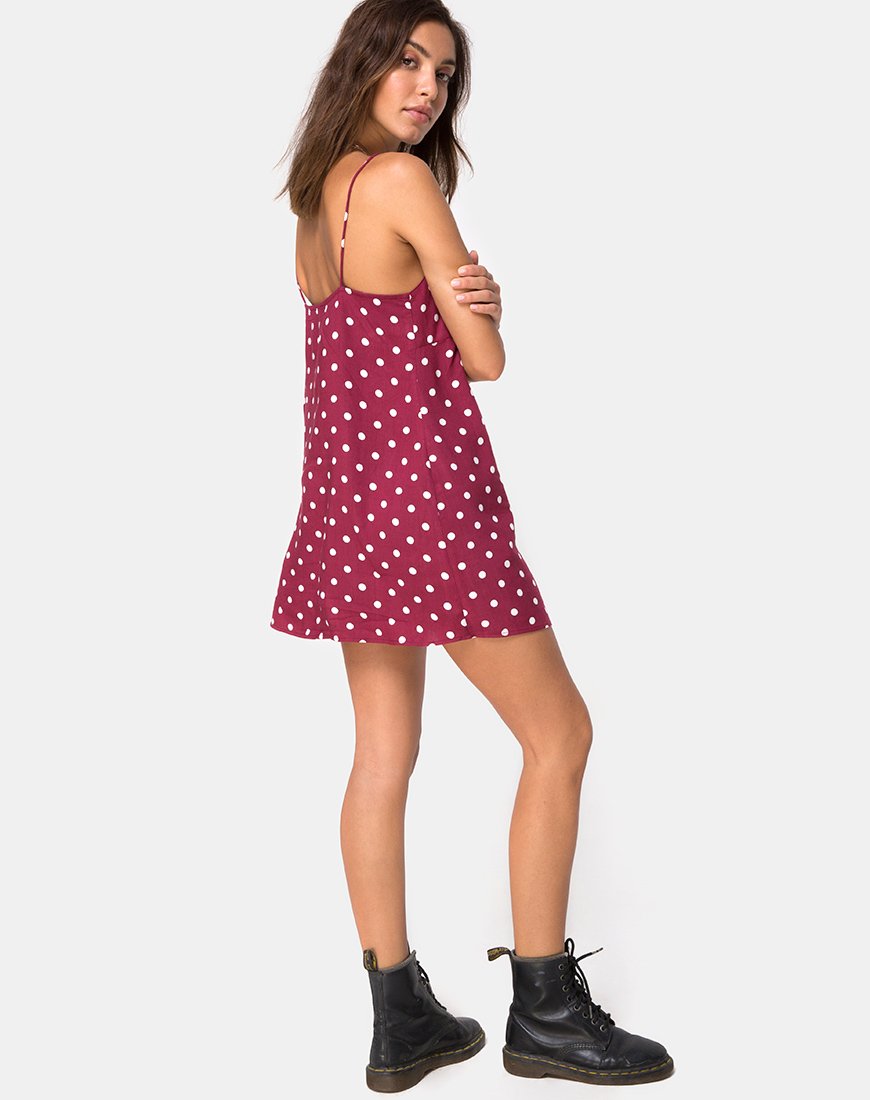Immagine di Roppan Slip Dress in Medium Polka Wine
