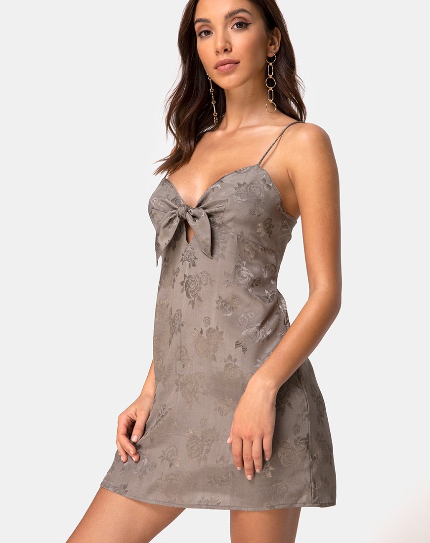 Abito Ronina in raso rosa argento grigio