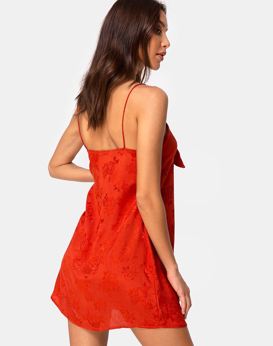 Roppan Slip Dress in raso rosa ruggine