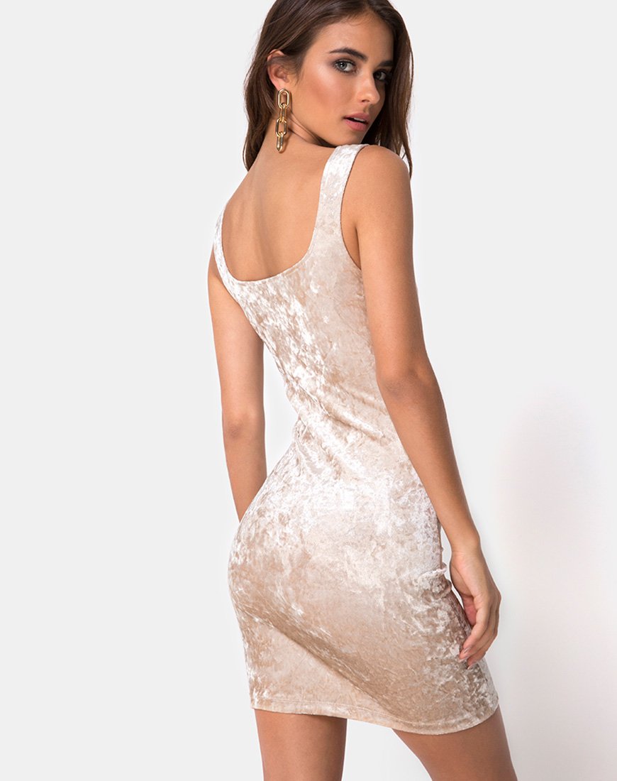 Rosita - Vestito Bodycon in velluto schiacciato color crema