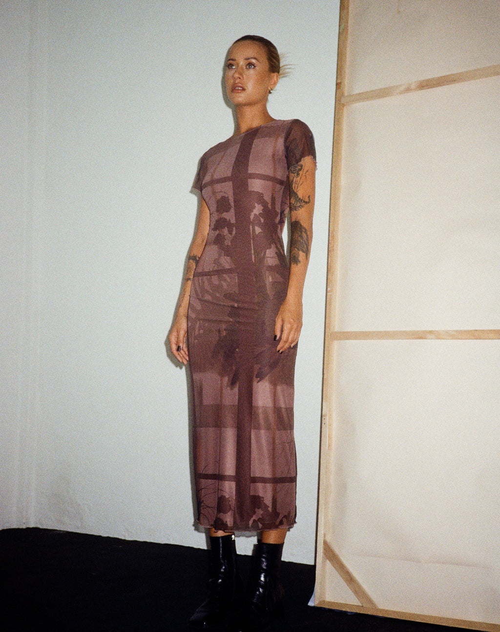 Roska - Vestito midi in marrone fotografico