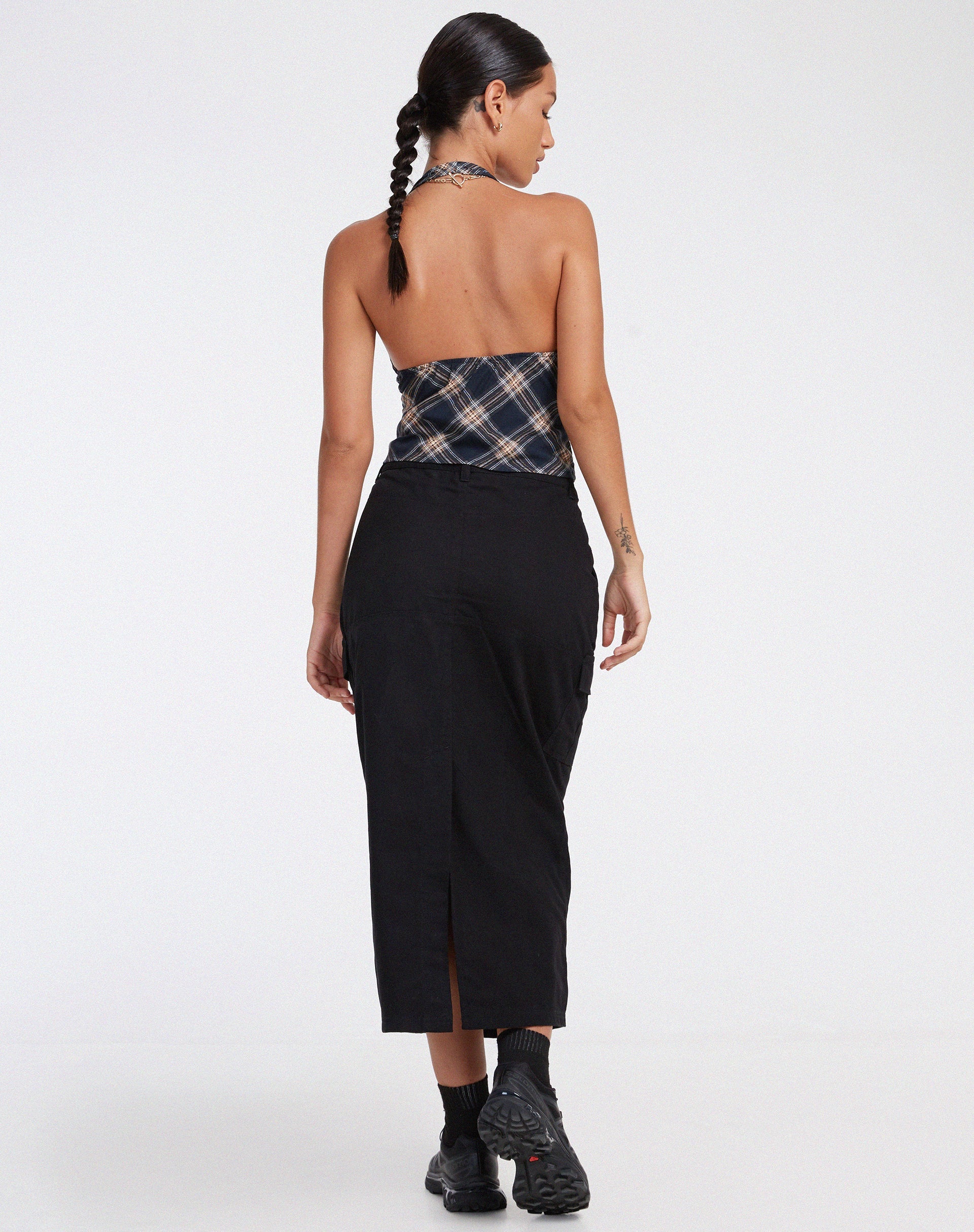 immagine di Roula Halter Top a quadri anni '20 nero e grigio