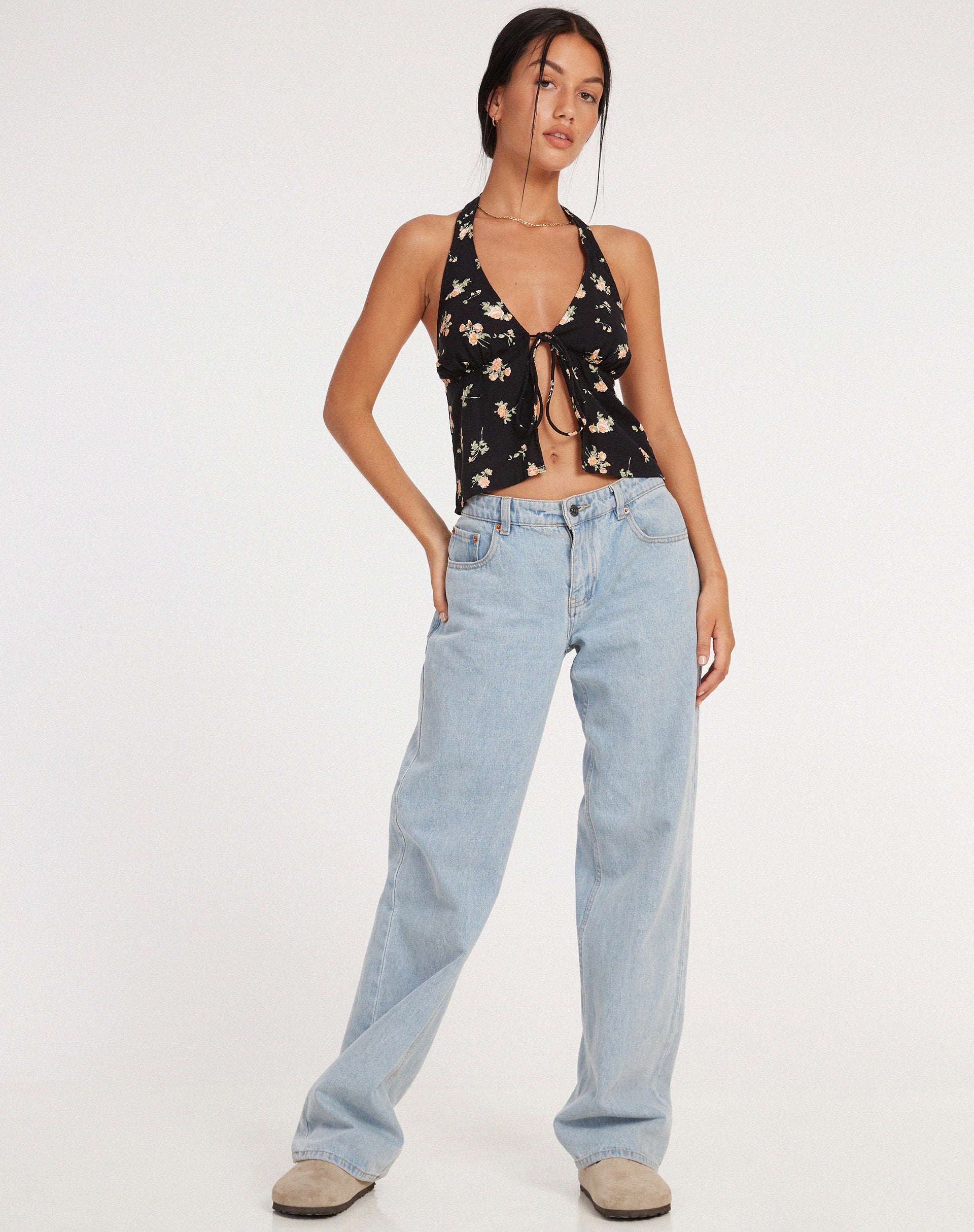 immagine di Roula Halter Top in Rose Garden Black
