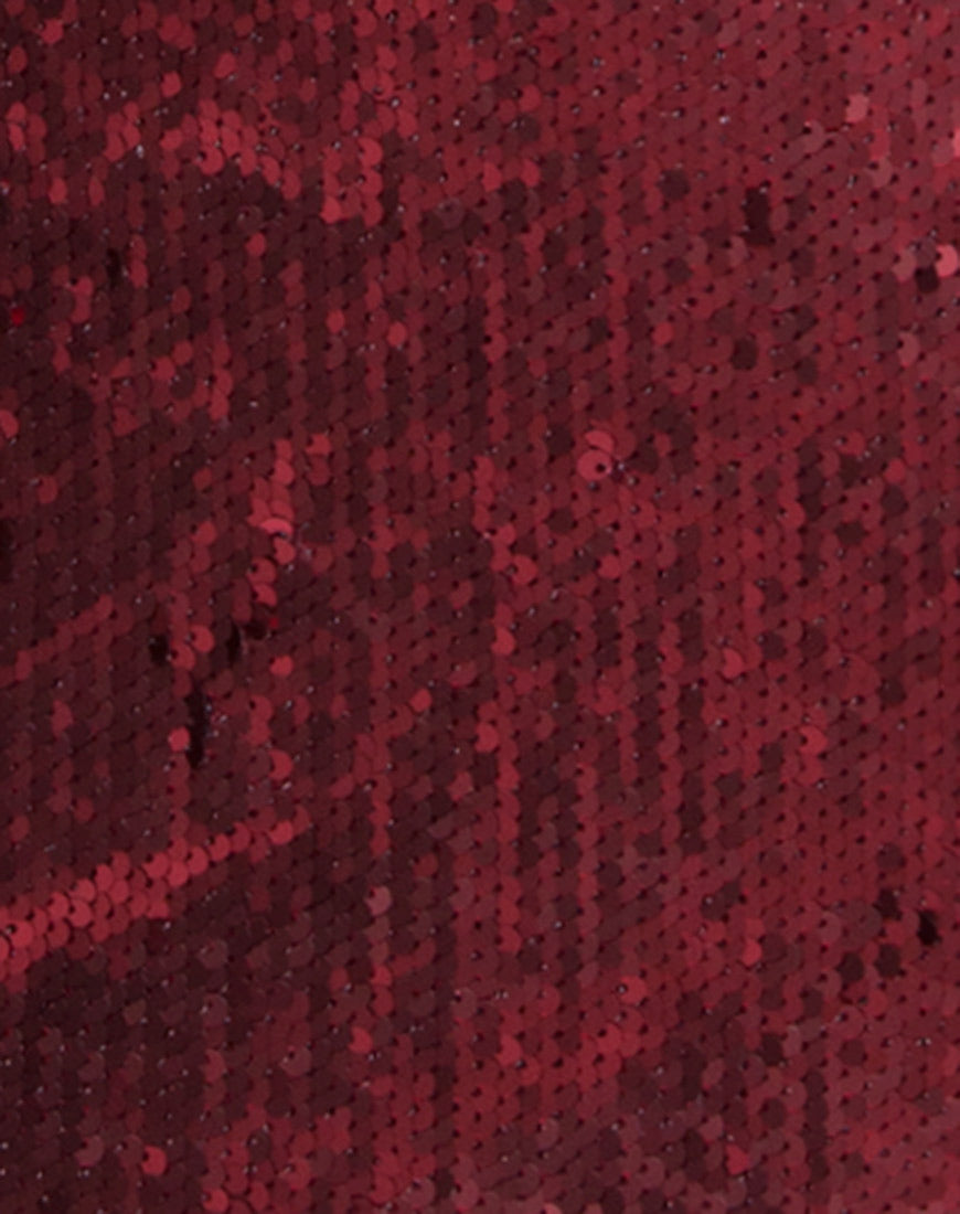 Immagine di Ruby Rose Bodycon Dress in Fishcale Matte Sequin Wine