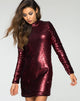 Immagine di Ruby Rose Bodycon Dress in Fishcale Matte Sequin Wine