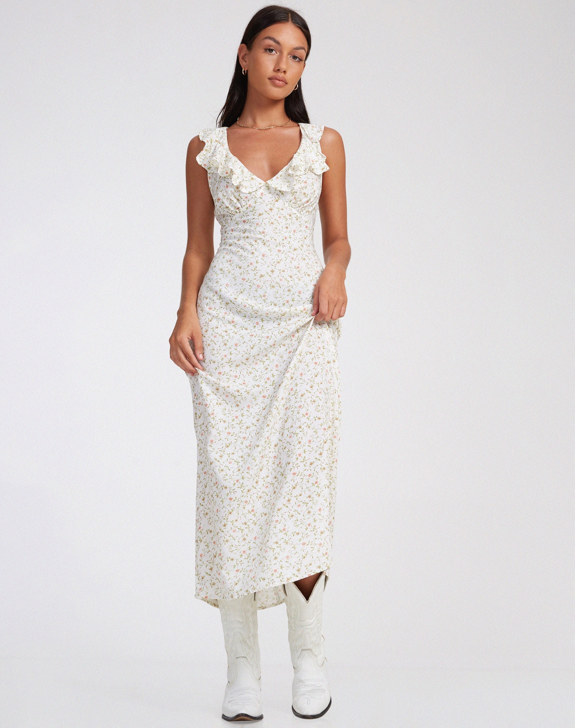immagine di Rufiso Midi Dress in Pretty Petal Ivory