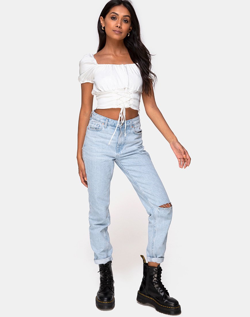 Immagine di Ruiz Off The Shoulder Top in raso avorio