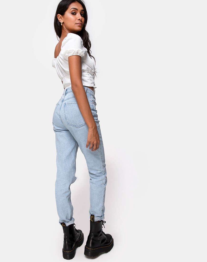 Immagine di Ruiz Off The Shoulder Top in raso avorio