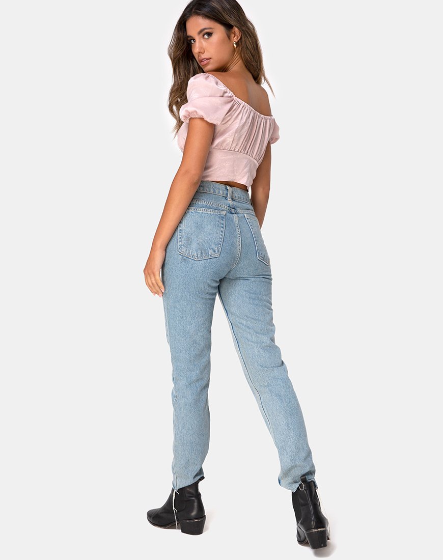 Immagine di Ruiz Off The Shoulder Top in raso Dusty Rose