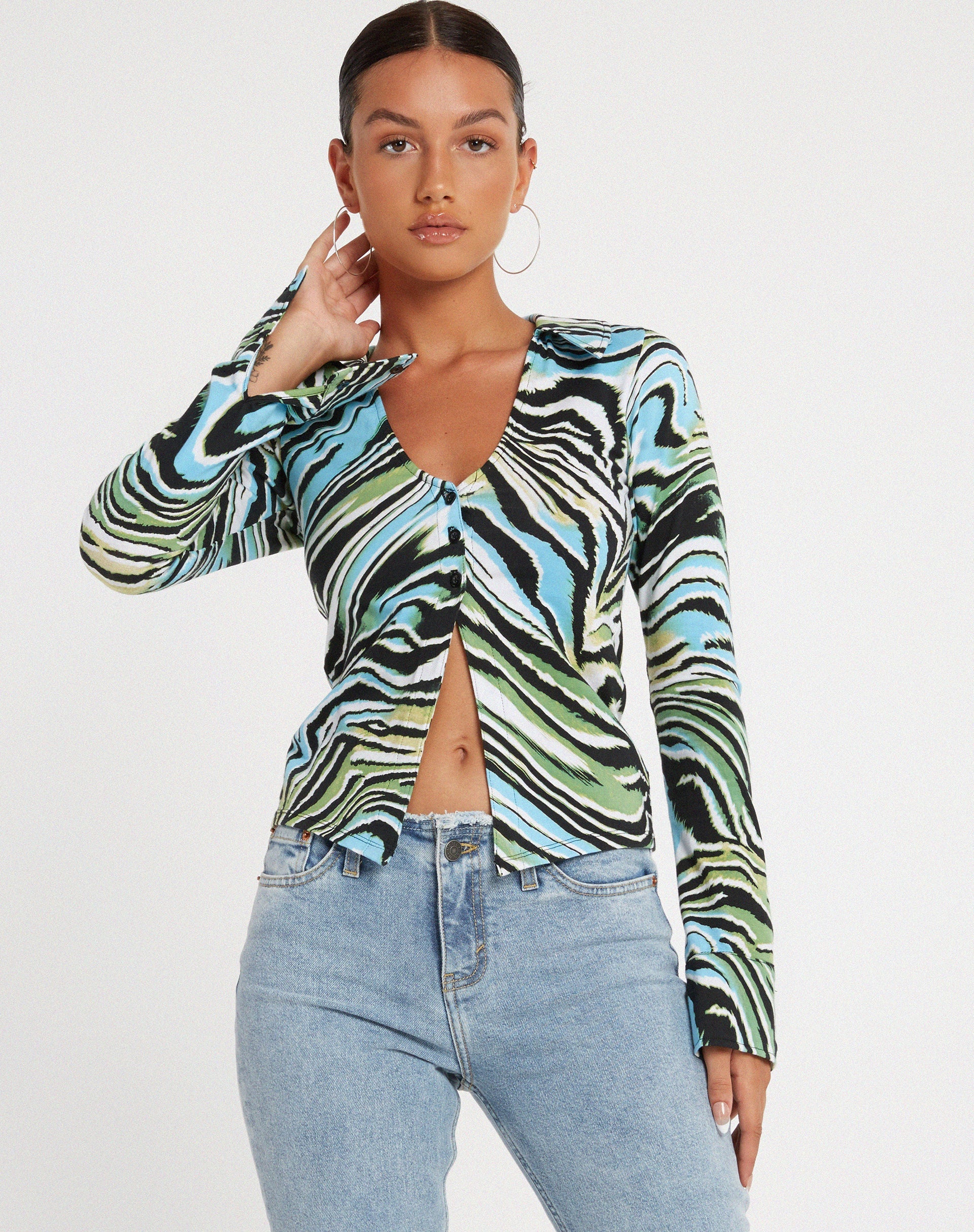 immagine della camicia Ruth in Warped Zebra Blue