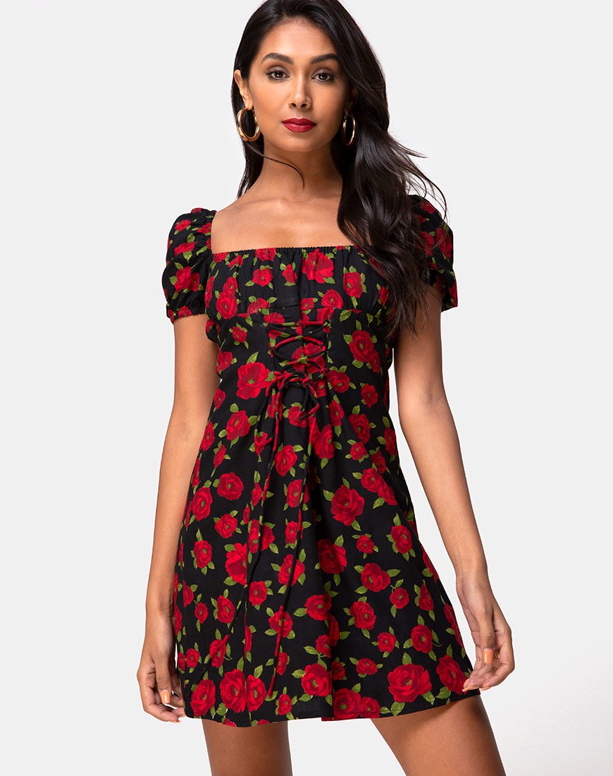 Mini abito Ruzenta in Roaming Rose Nero