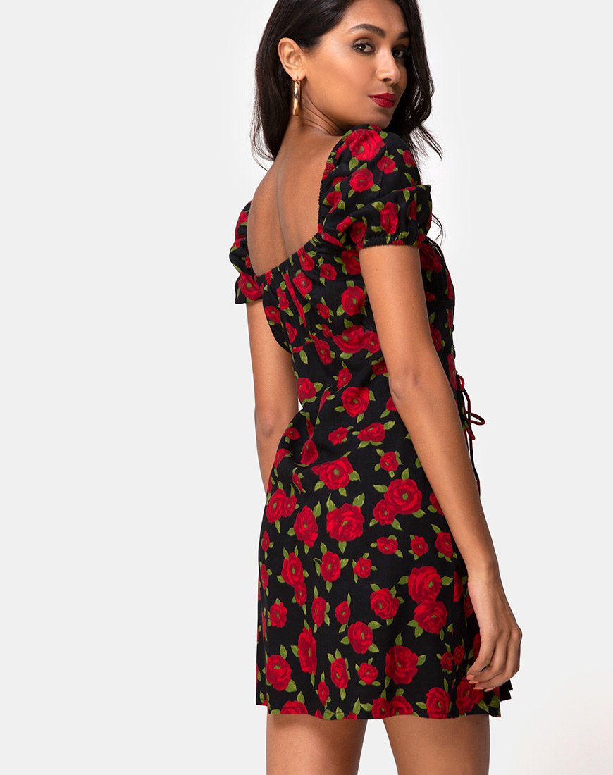 Immagine di Ruzenta Mini Dress in Roaming Rose Nero