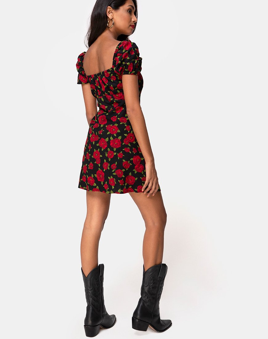 Immagine di Ruzenta Mini Dress in Roaming Rose Nero