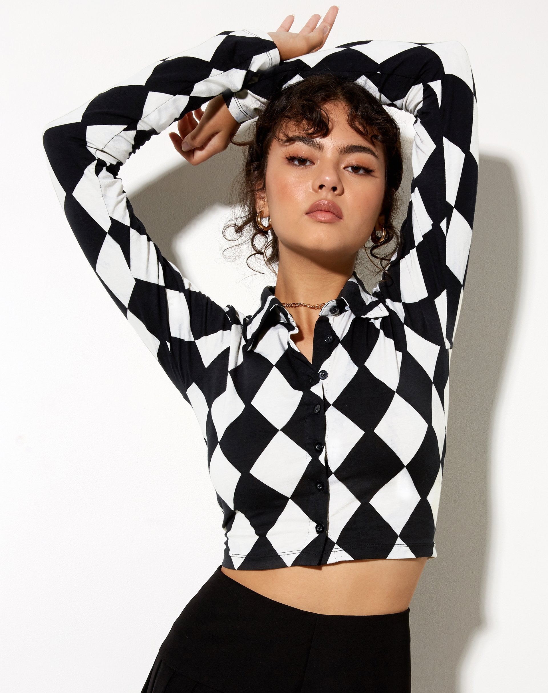 Immagine di Ryals Crop Top in Arlecchino Bianco e Nero