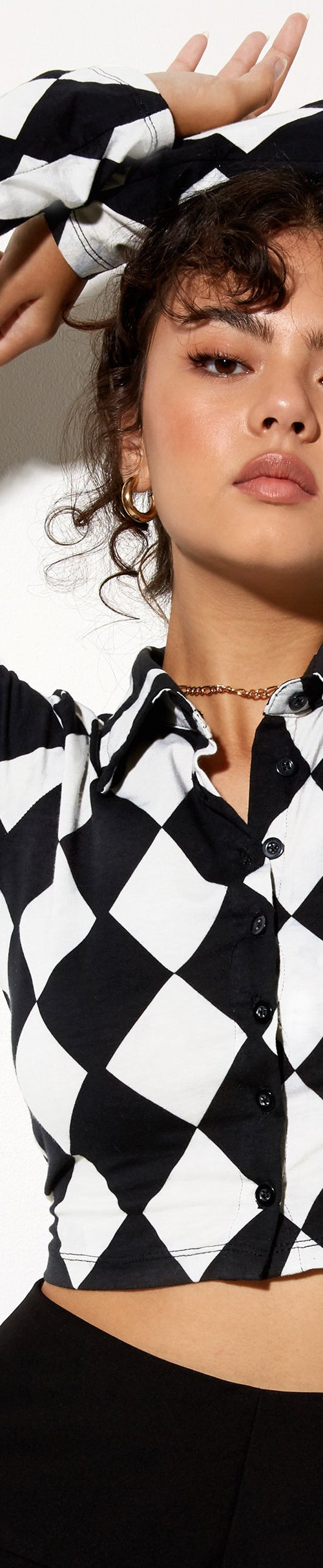Immagine di Ryals Crop Top in Arlecchino Bianco e Nero