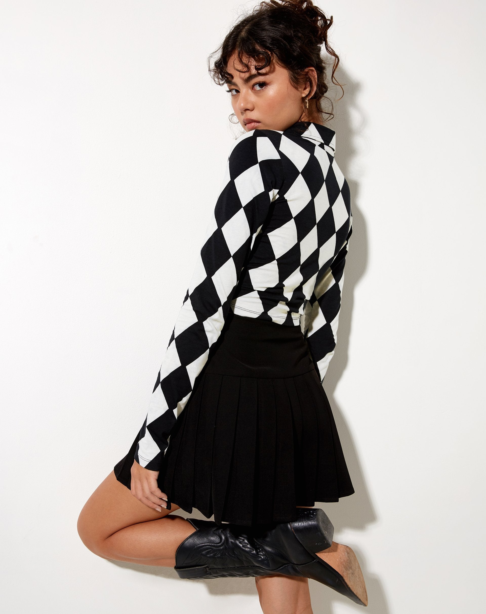 Immagine di Ryals Crop Top in Arlecchino Bianco e Nero