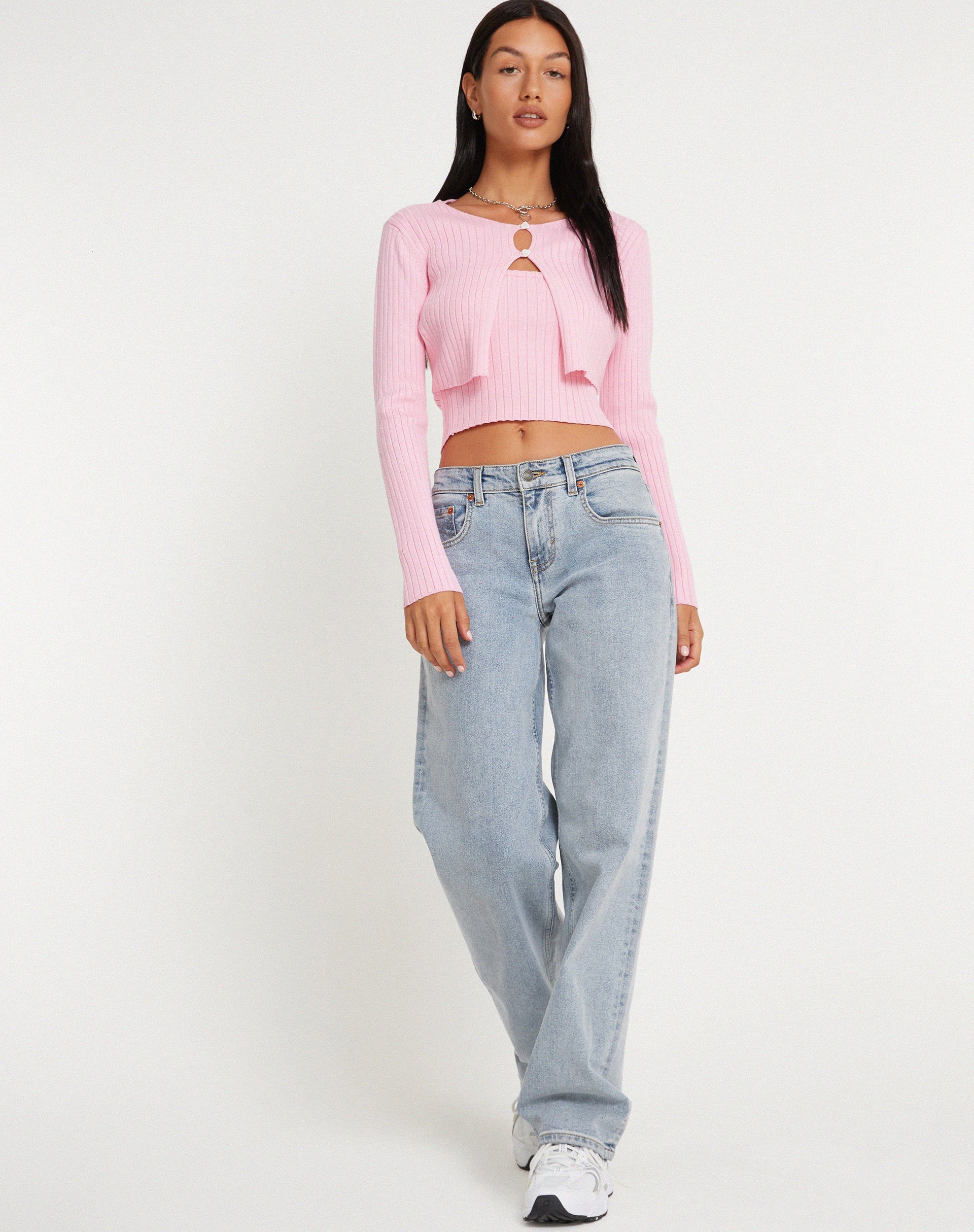 immagine di Sabai Button Up Cardi in rosa