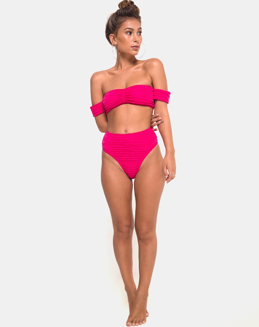 Immagine di Shaca Bikini Bottom in 80s Crinkle Pink Highlighter