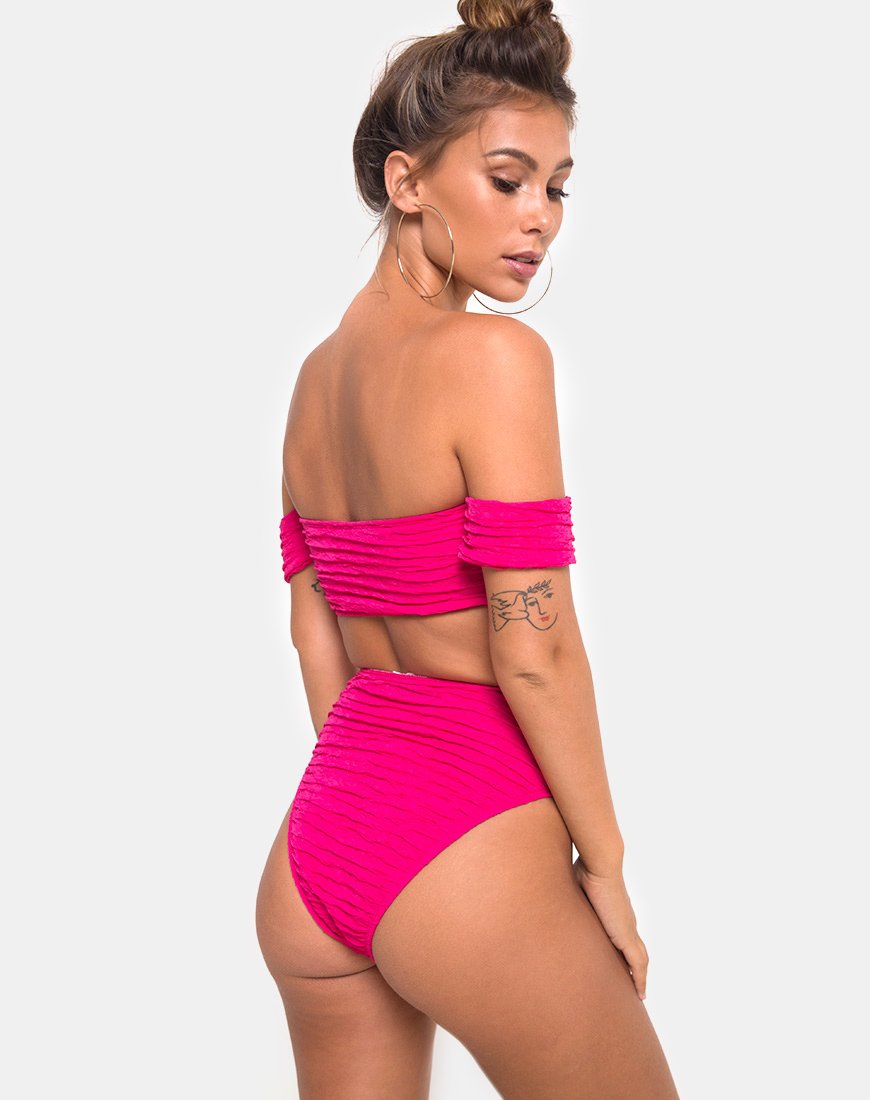 Immagine di Shaca Bikini Bottom in 80s Crinkle Pink Highlighter