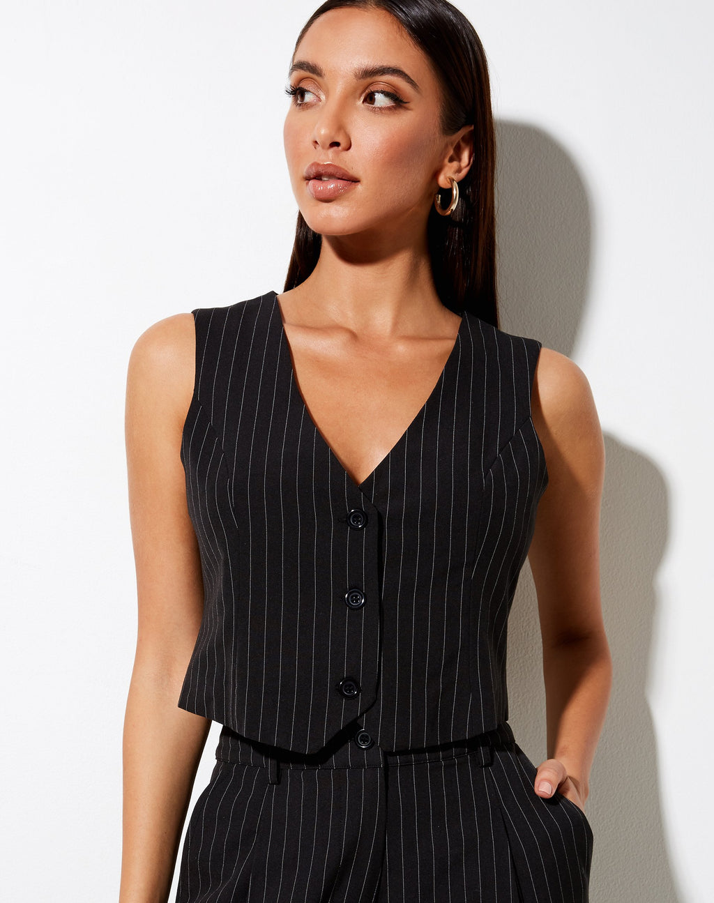 Gilet Safar in gessato nero