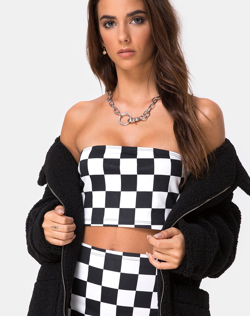 Immagine di Villy Crop Top a scacchiera medio B/N