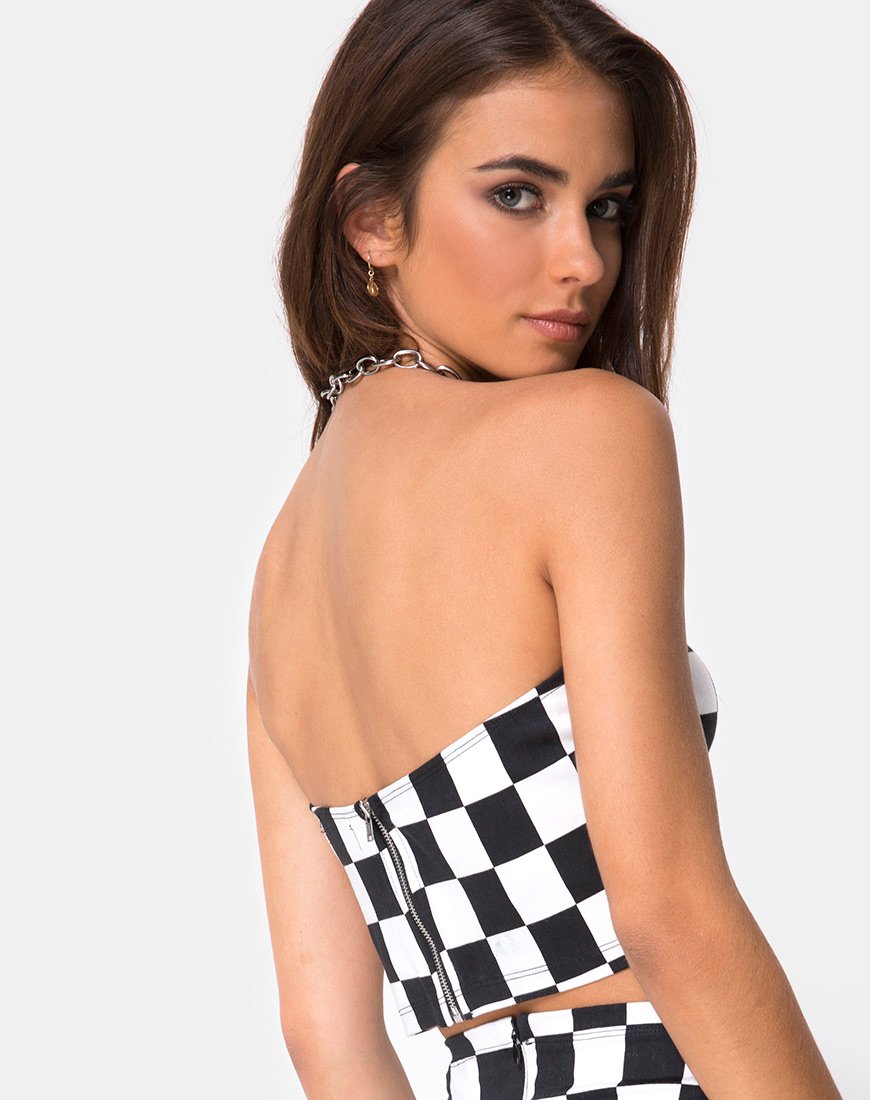 Immagine di Villy Crop Top a scacchiera medio B/N
