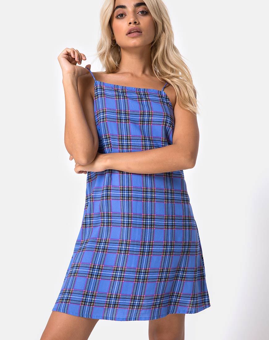 Abito Sagha in check anni '90 Blu Rosa