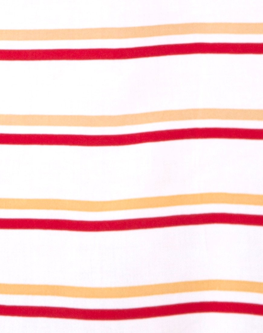 Immagine di Sagra Slip Dress anni '70 a righe orizzontali avorio