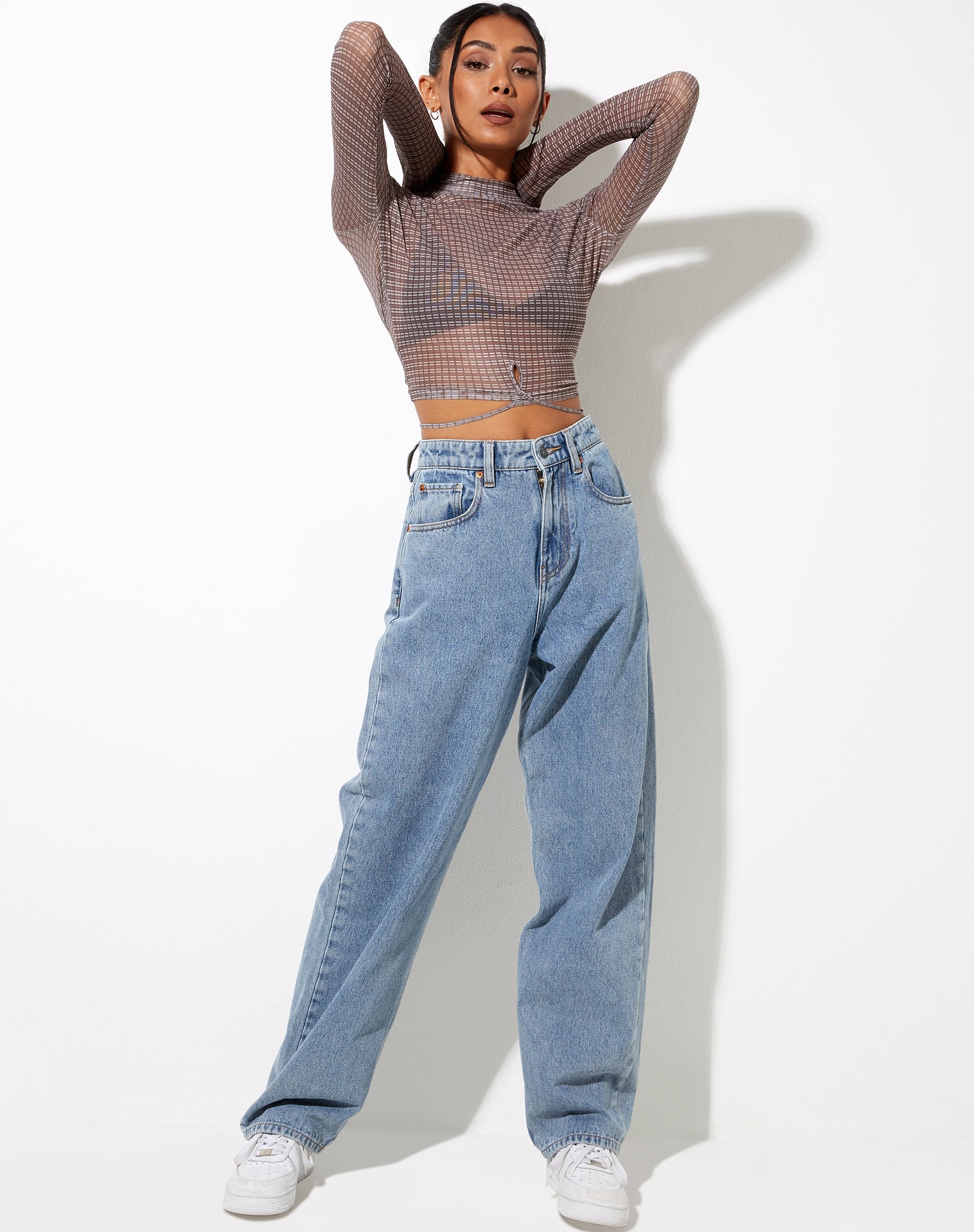 Immagine di Sahila Crop Top in Mini Check Chocolate