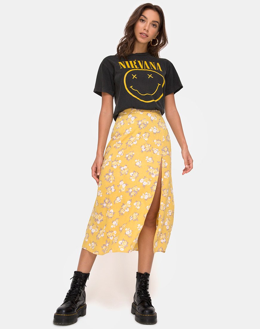 Immagine di Saika Midi Skirt in Rose Bunch Yellow