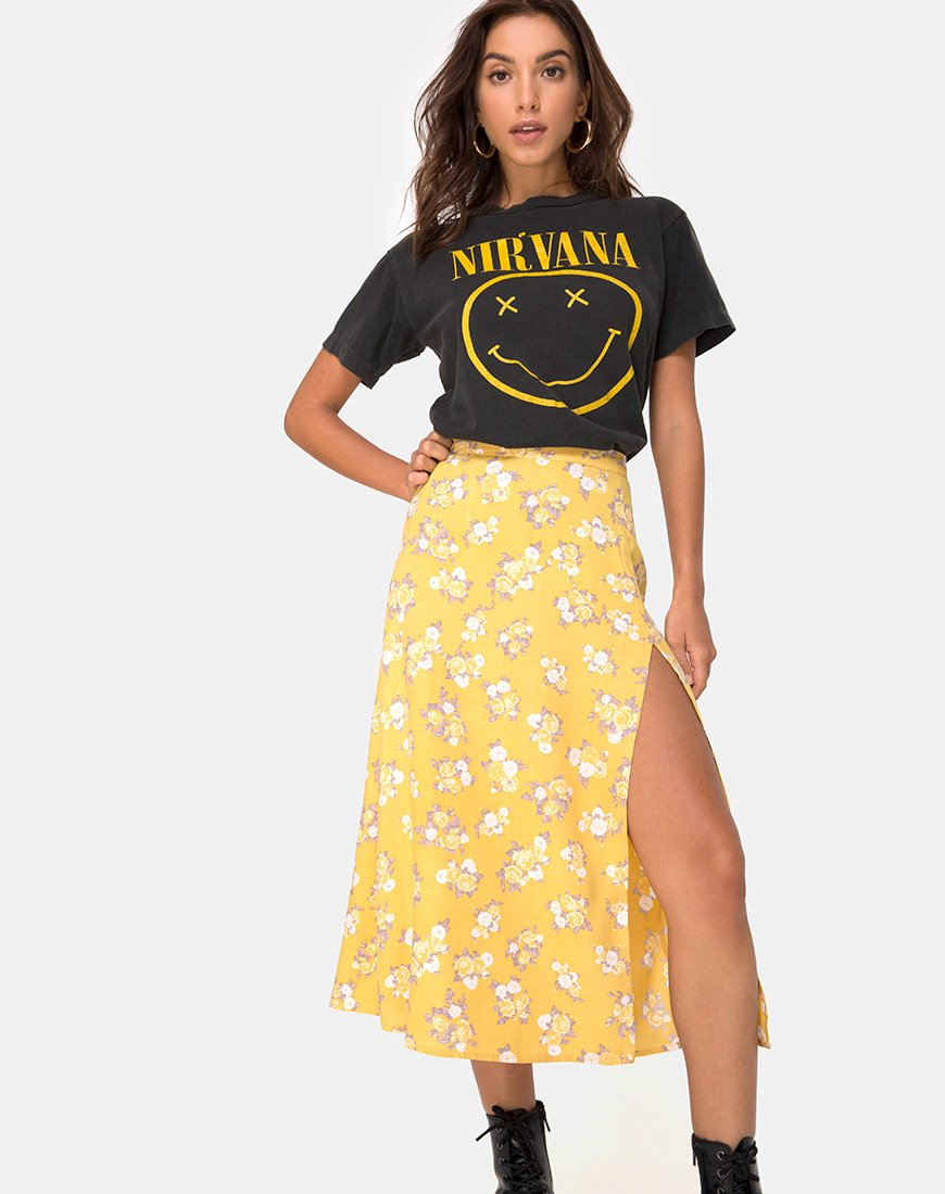 Immagine di Saika Midi Skirt in Rose Bunch Yellow