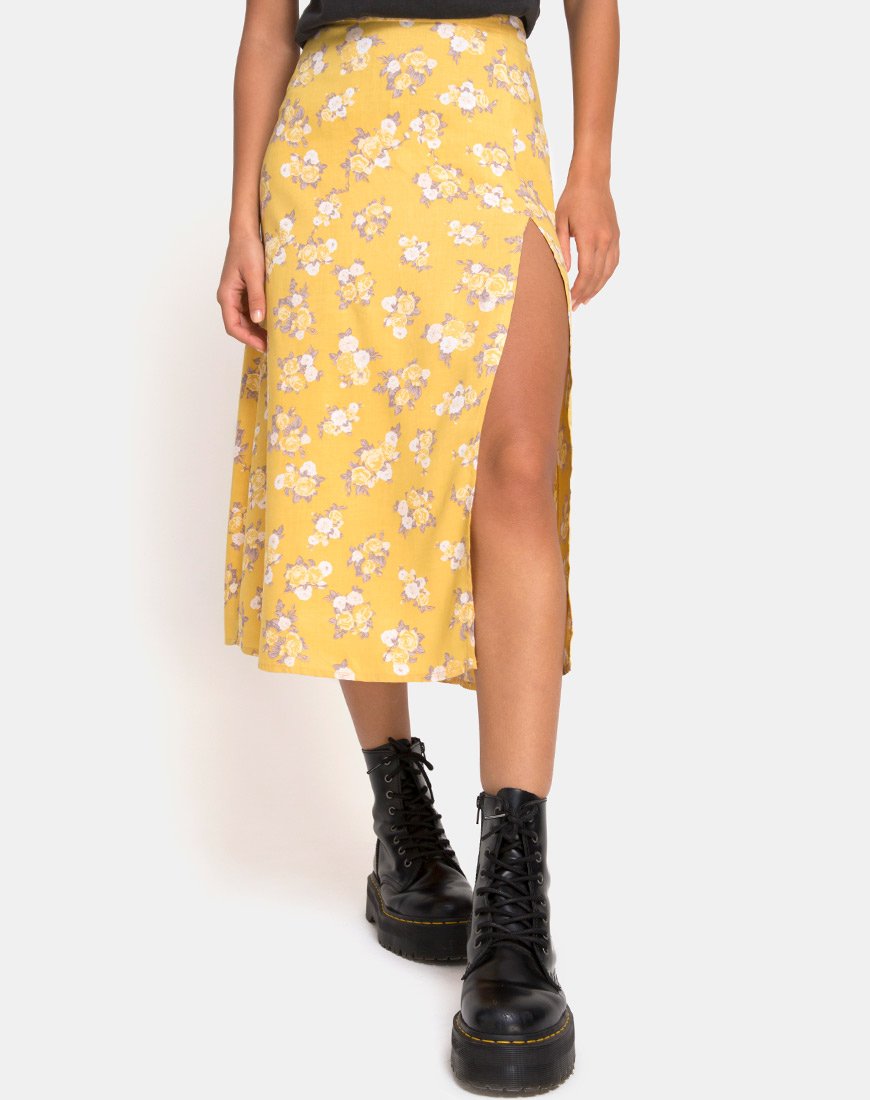Immagine di Saika Midi Skirt in Rose Bunch Yellow