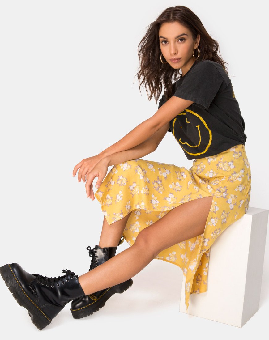 Immagine di Saika Midi Skirt in Rose Bunch Yellow