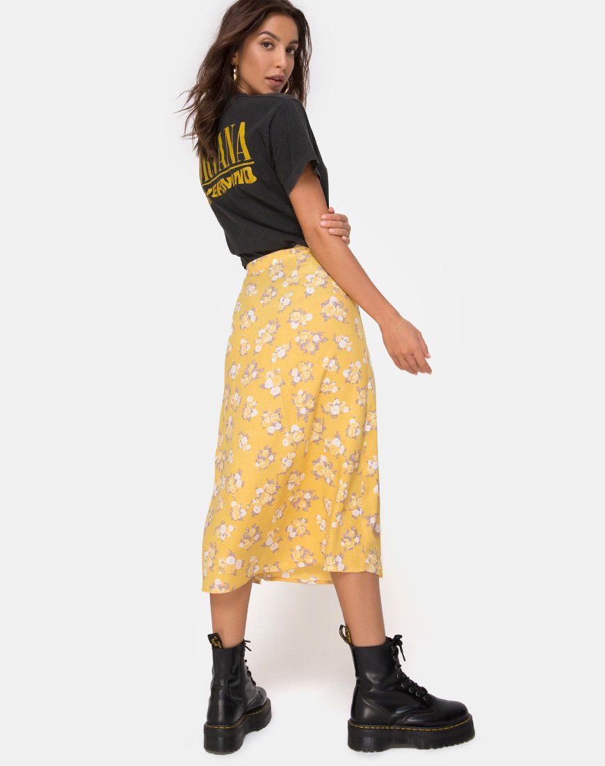 Immagine di Saika Midi Skirt in Rose Bunch Yellow