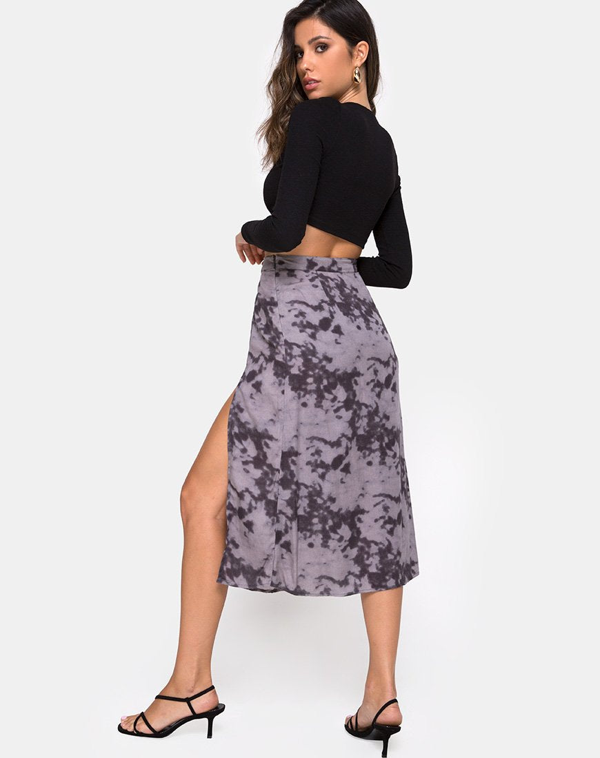Gonna Saika Midi in grigio sbiancato Tie Dye