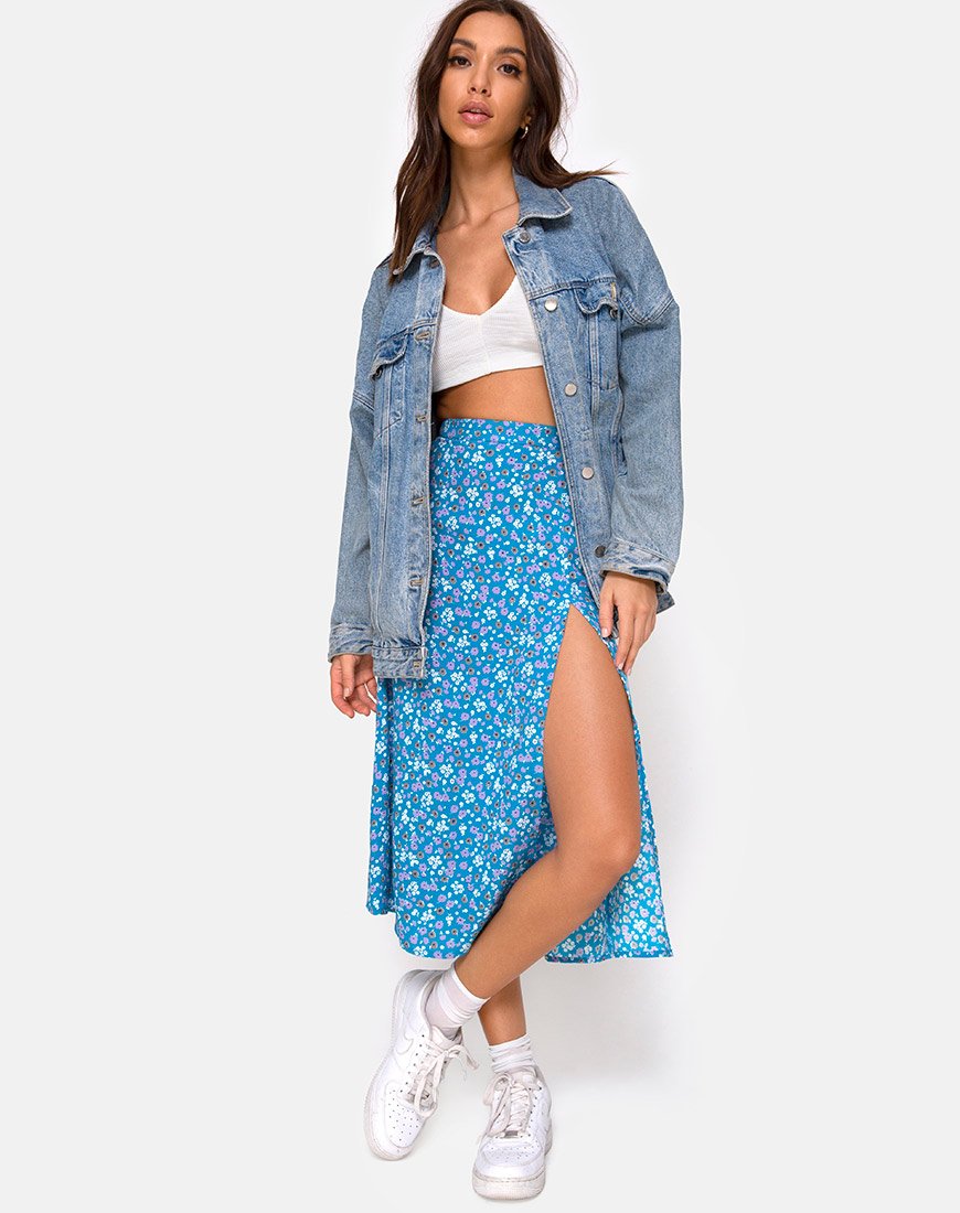 Gonna midi Saika in Bloom Baby Blue