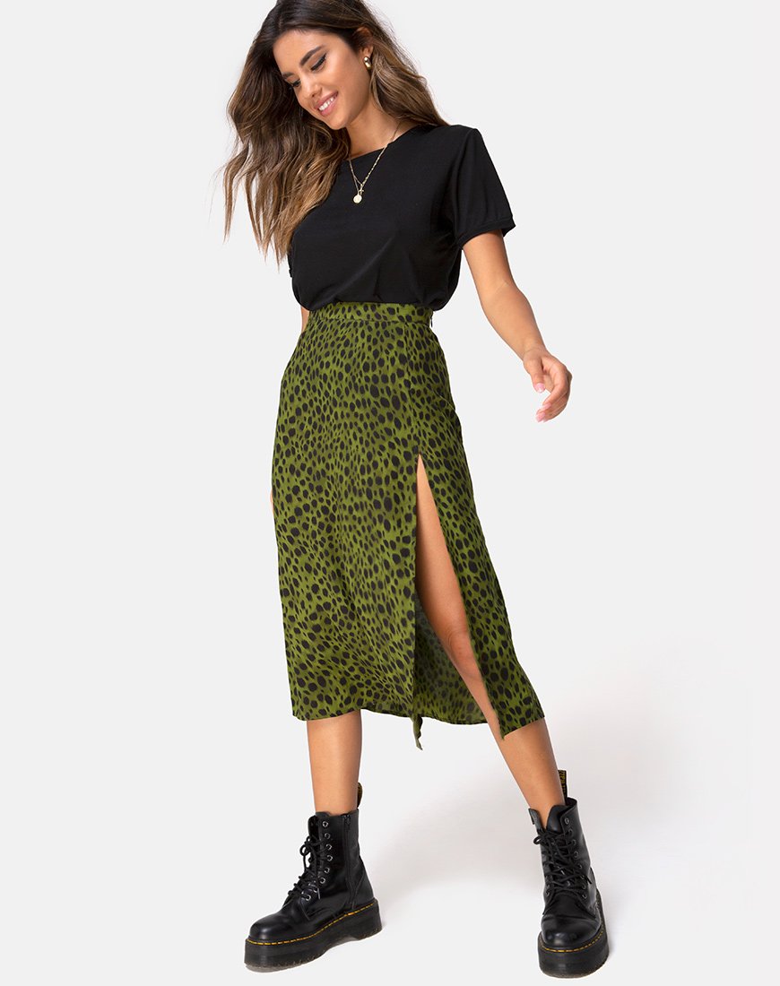 Immagine di Saika Midi Skirt in Cheetah Khaki