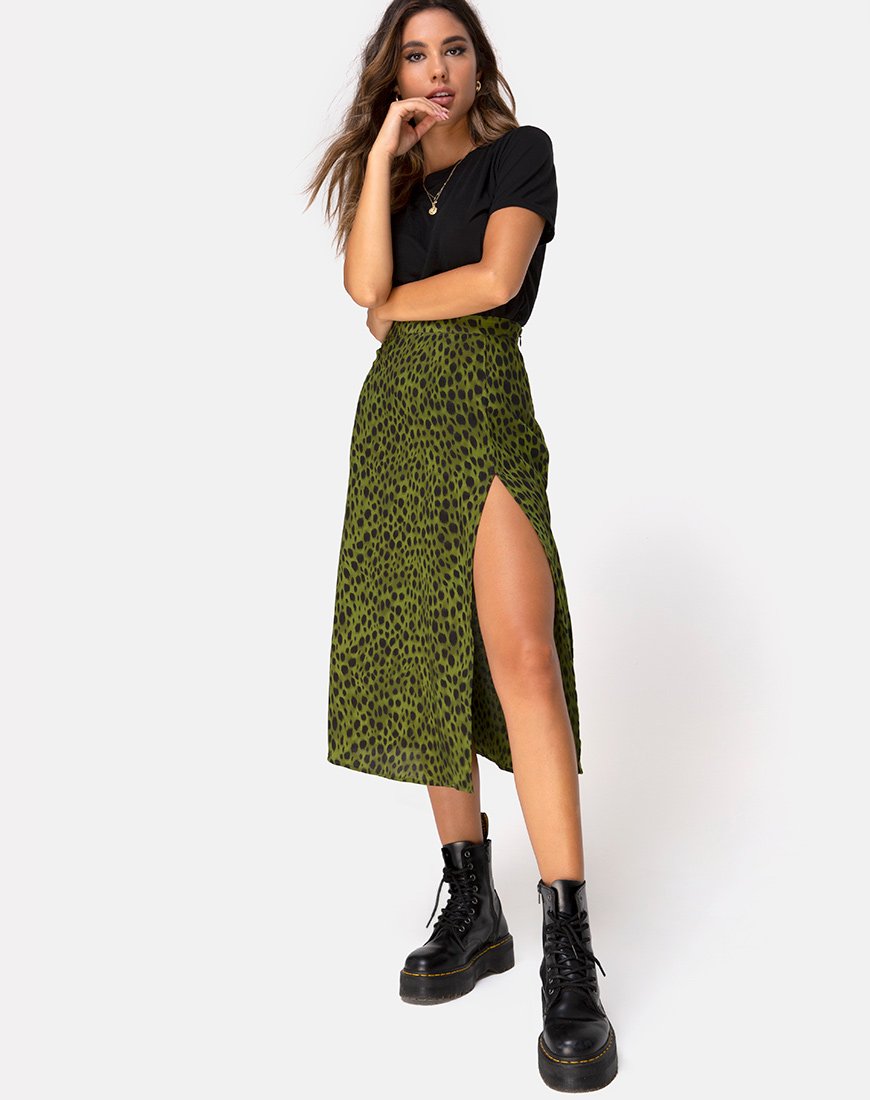 Immagine di Saika Midi Skirt in Cheetah Khaki