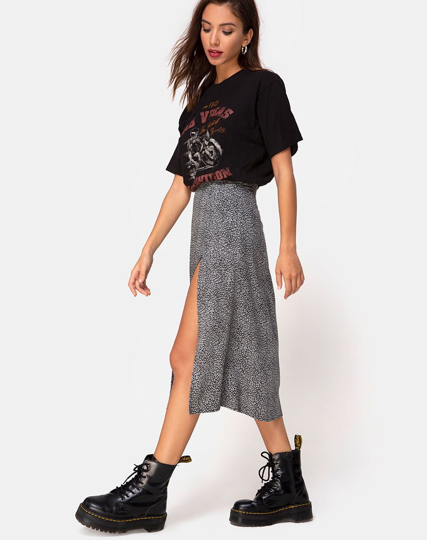 Immagine di Saika Midi Skirt in Ditsy Leopard Grey