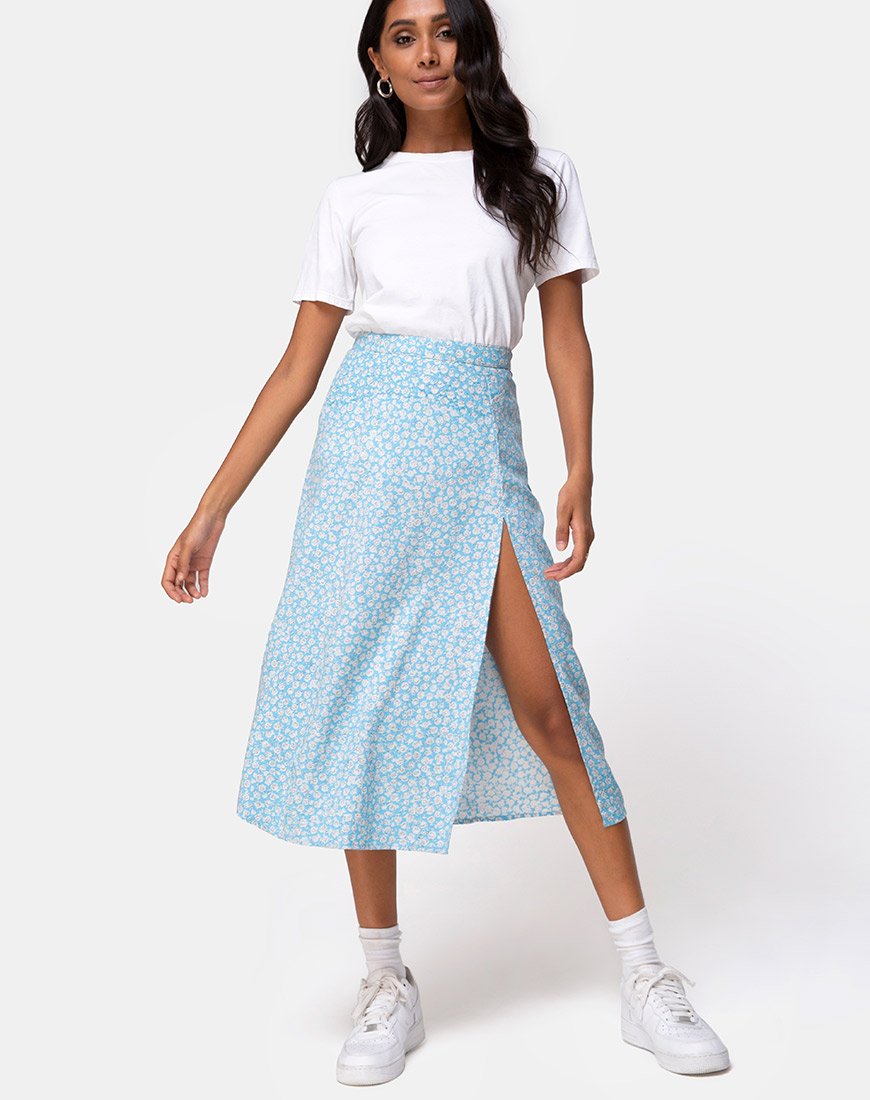 Gonna Saika Midi in Ditsy Rose Blu