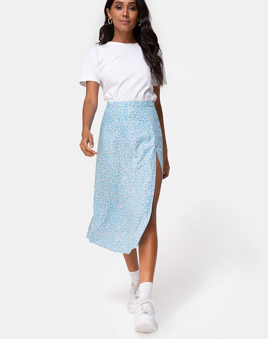 Immagine di Saika Midi Skirt in Ditsy Rose Blu