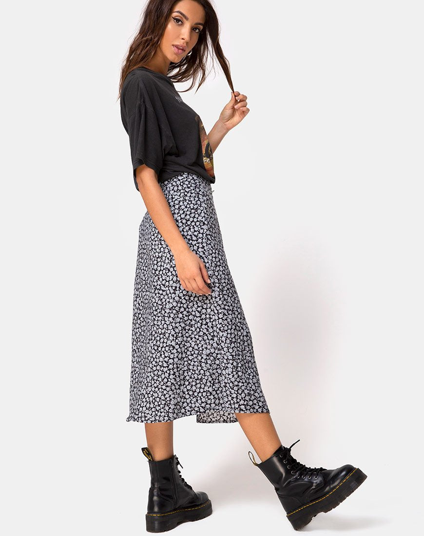 Immagine di Saika Midi Gonna in Ditsy Rose Nero