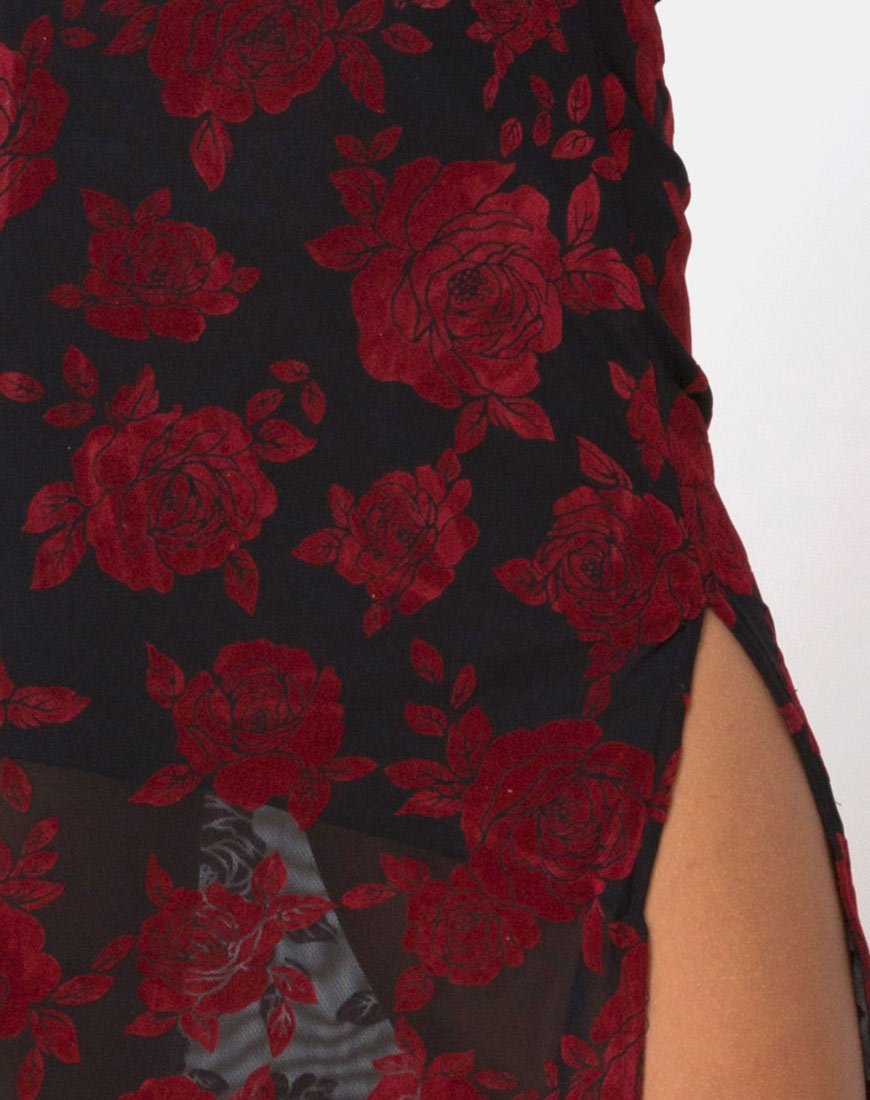 Immagine di Saika Gonna midi in romantica rosa rossa Flock