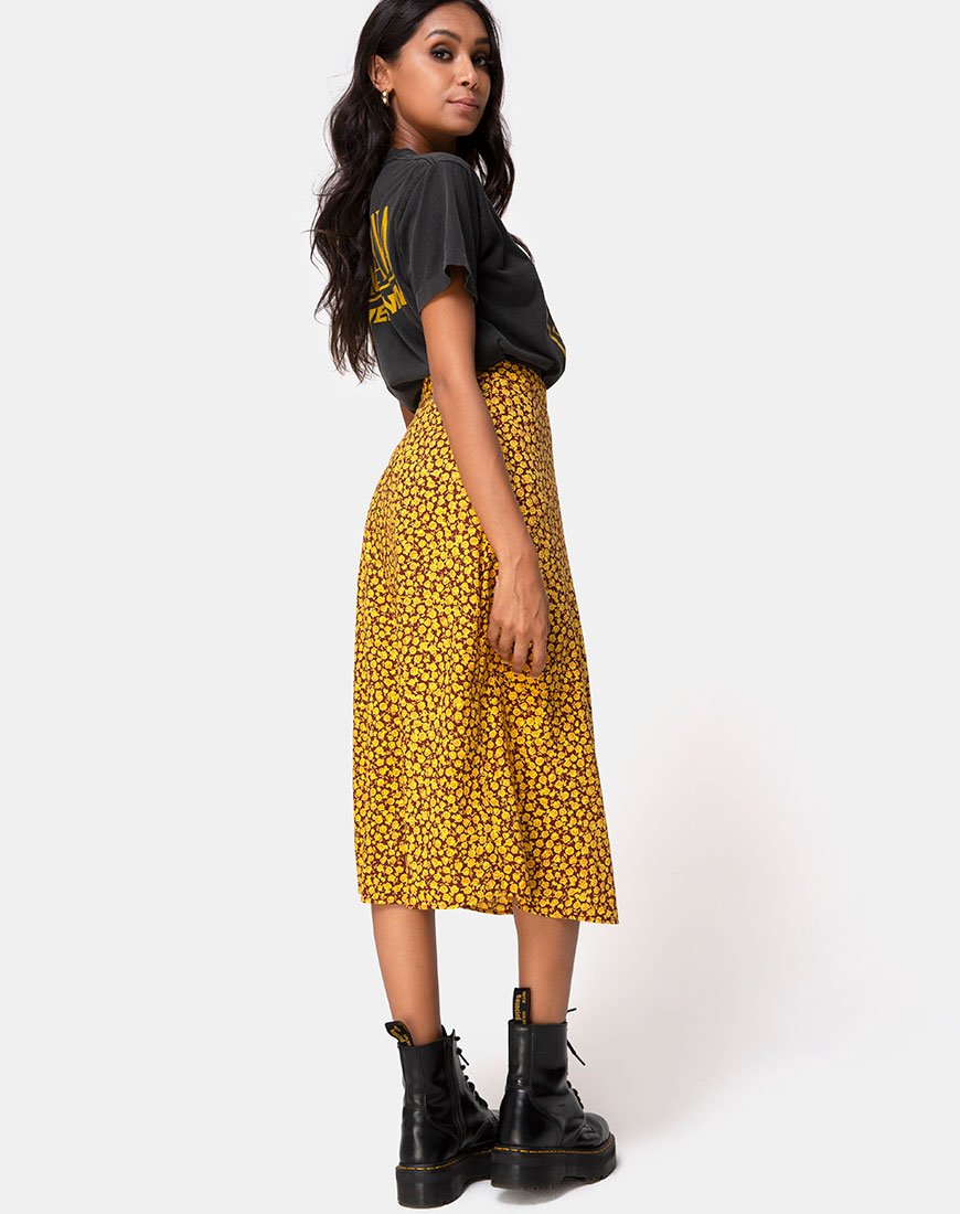 Gonna Saika Midi in Ditsy Rose Marigold